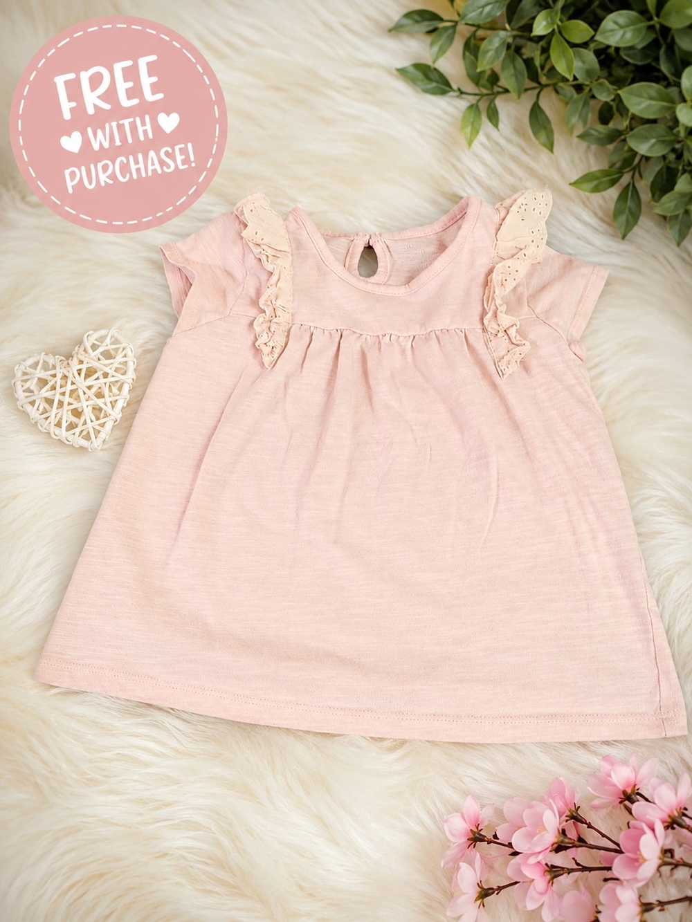 George Toddler Peach Flutter Sleeve Top | Size 4T | FREE With Purchase